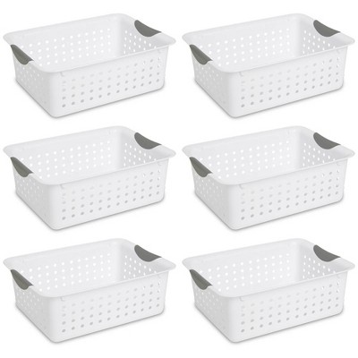 Sterilite Medium Ultra Basket, Storage Bin to Organize Closets, Cabinets,  Pantry, Shelving and Countertop Space, White, 6-Pack