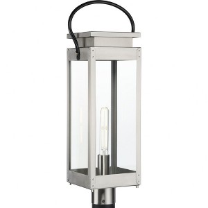 Progress Lighting, Union Square, 1-Light Outdoor Post Lantern, Stainless Steel, Clear Glass Shade - 1 of 2