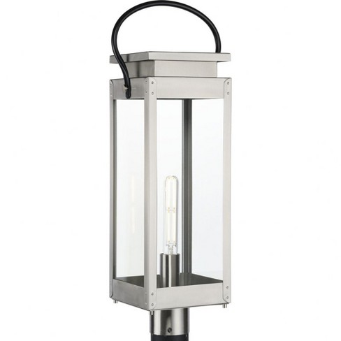 Progress Lighting, Union Square, 1-Light Outdoor Post Lantern, Stainless Steel, Clear Glass Shade - image 1 of 2