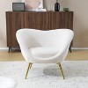 34.06"W Modern Teddy/Velvet Accent Chair, Lounge Chair/Vanity Chair with Gold Metal Legs for Living Room/Bedroom -Merax - 2 of 4