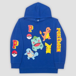 Boys' Pokemon Starter Elevated Hooded Sweatshirt - Blue - 1 of 4