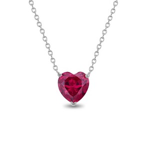 Girls' Prong CZ Birthstone Heart Sterling Silver Necklace - In Season Jewelry - 1 of 2