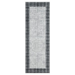 Washable Modern Geometric Bordered Living Room Rugs Soft Low Pile Foldable Carpet for Home Office - 1 of 4