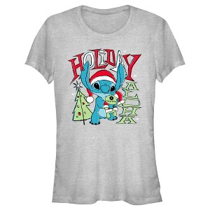 Juniors Womens Lilo & Stitch Holiday Aloha Stitch T-Shirt - 1 of 4