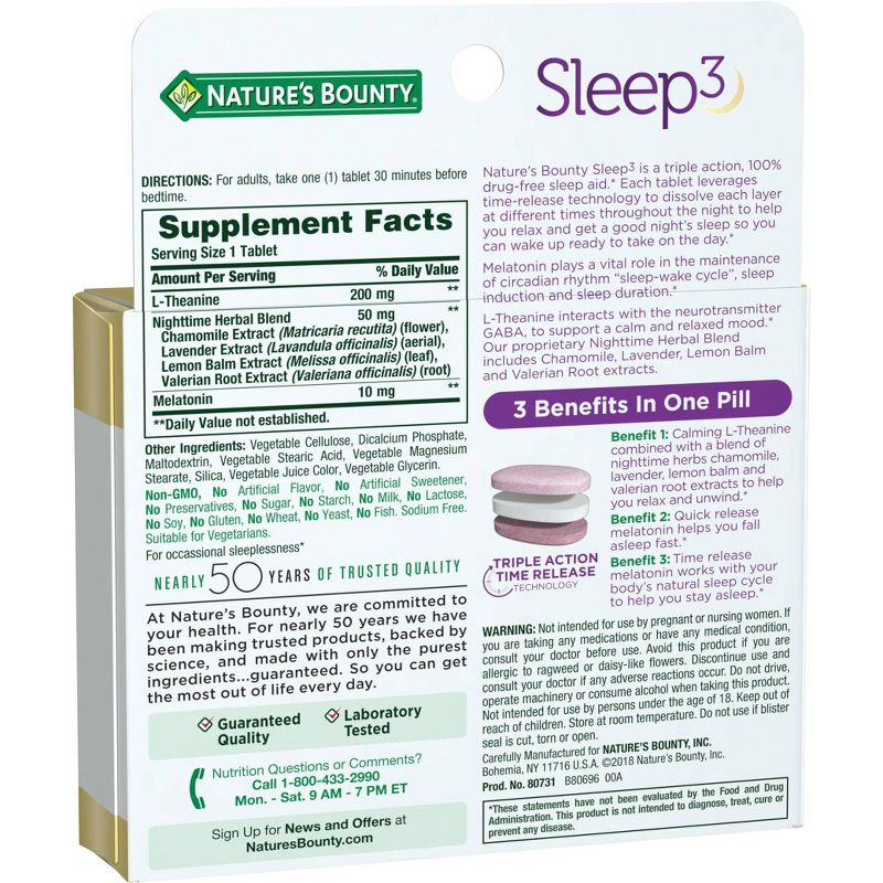 Nature&#39;s Bounty Sleep 3 Tri-Layered Tablets - 30ct, 5 of 7