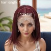 Unique Bargains Women's Straight Long Hair Wig 13x4in 180 Real Human Hair 10in Red 1 Pc - 4 of 4
