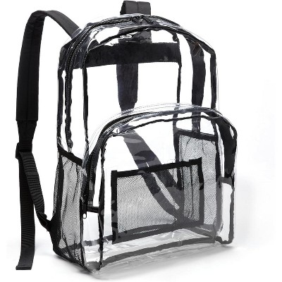 Fmeida Basics Transparent School Backpack, With Water-Resistant PVC Plastic Material and Ruggedly Reinforced Shoulder Straps