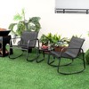 Tangkula 3 Piece Rocking Bistro Set Patio Furniture Set w/ 2 Rocking Chairs & Glass-Top Coffee Table - 2 of 4