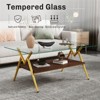 RISOKEYS 2-Tier Coffee Table -  Rectangle Modern Coffee Table with Tempered Glass Top,Metal Legs,Wood Shelf for Living Room - 2 of 4