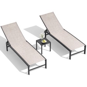 Crestlive Products Chaise Lounge Chair Outdoor Set of 2 Adjustable 5 Positions Pool Tanning Recliner Outdoor Lounge Furniture - 1 of 4