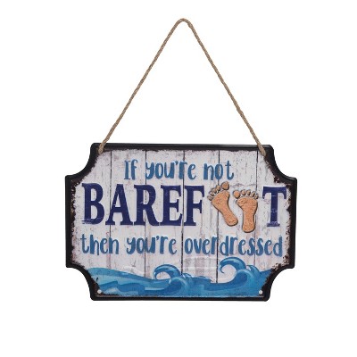 Beachcombers Overdressed Metal Sign With Saying Wall Home Decor Coastal Nautical Beach Ocean Sea Life 11.02 x 7.87 x 0.16 Inches.
