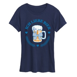 Women's - Instant Message - Ich Liebe Bier Oktoberfest Short Sleeve Graphic T-Shirt - 1 of 4