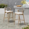 Christopher Knight Home Dafydd Outdoor 30" Iron and Rattan Barstools with Scallop-shaped Backrest (Set of 2) - 2 of 4