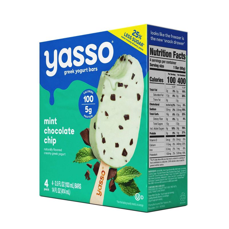 Yasso Frozen Greek Yogurt - Mint Chocolate Chip Bars - 4ct, 5 of 8