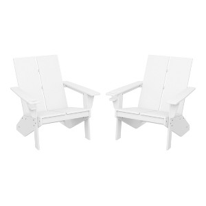 WestinTrends Riviera Outdoor HDPE Modern Adirondack Chair with Cup Holder (Set of 2) - 1 of 4
