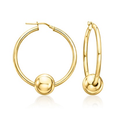 Ross-Simons Italian 18kt Gold Over Sterling Removable Bead Hoop Earrings