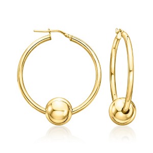 Ross-Simons Italian 18kt Gold Over Sterling Removable Bead Hoop Earrings - 1 of 3