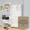 71" Pantry Storage Cabinet with Microwave Countertop, Freestanding Kitchen Hutch with 5 Glass Doors, 3 Shelves & Large Drawer - 3 of 4