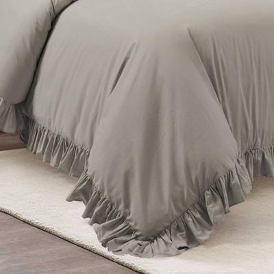 Lush Decor Full/Queen 3pc Reyna Cotton Duvet Cover Set Gray - Lush Décor: Ruffled Bedding, 450 Thread Count, OEKO-TEX Certified — фото 3