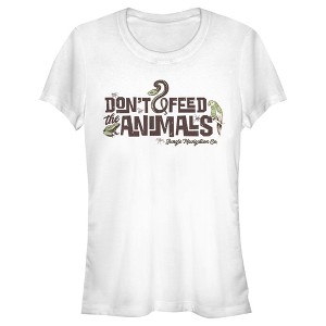 Juniors Womens Jungle Cruise Don't Feed The Animals Logo T-Shirt - 1 of 4