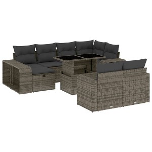 vidaXL Garden Sofa Set Grey PE rattan 11 Piece Set Modular - 1 of 4