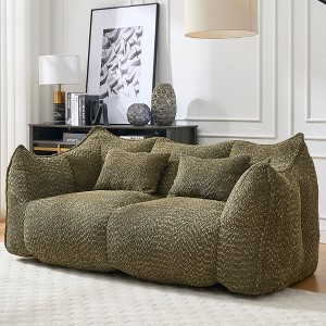CAVINAS Chenille Bean Bag Chair with High-Resilience Foam,Lazy Sofa Chair with Armrest and 2 Seats,Lounge Chair for Living Room - 1 of 4