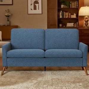 Dyonery 68" Mid Century Modern Loveseat Sofa,Comfy Corduroy Couches for Living Room,Tool-Free Setup Small Couches Green/Gray/Blue/Beige - 1 of 4