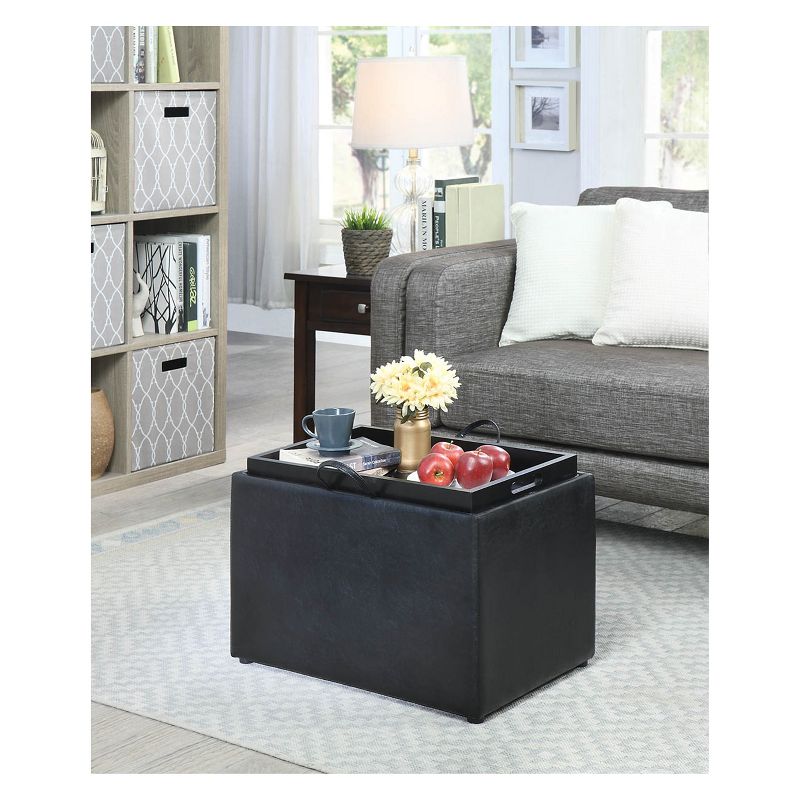 Breighton Home Luxe Comfort Storage Ottoman with Reversible Tray Top Lid, 6 of 8