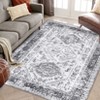Washable Vintage Rug Non Slip Low Pile Rug Soft Throw Floor Cover Retro Medallion Foldable Indoor Carpet for Living Room Bedroom - 3 of 4