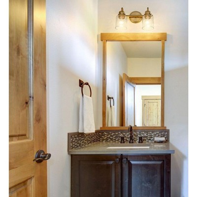 Heirloom Gold 2-Light Vanity with Clear Seeded Glass Shade