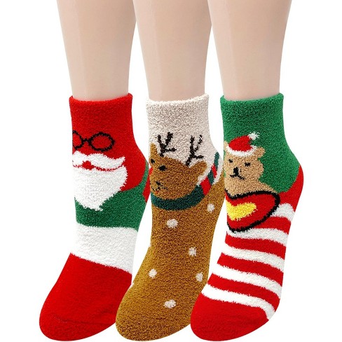 Wrapables Novelty Winter Warm Christmas Fuzzy Slipper Socks for Women (Set of 3), Reindeer - image 1 of 4