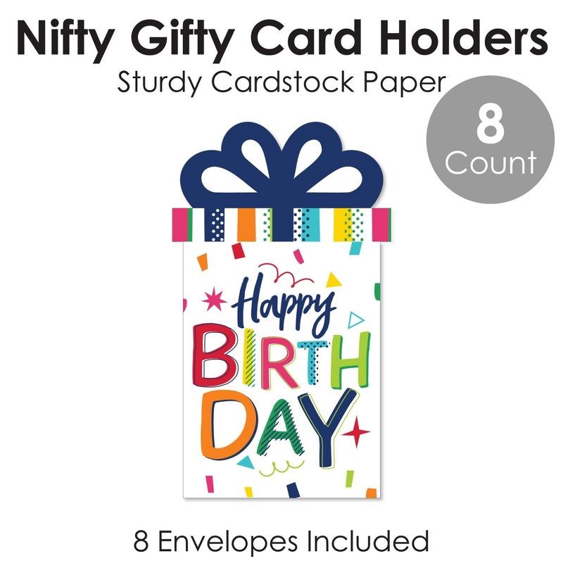Big Dot of Happiness Cheerful Happy Birthday - Colorful Birthday Party Money and Gift Card Sleeves - Nifty Gifty Card Holders - Set of 8, 5 of 9