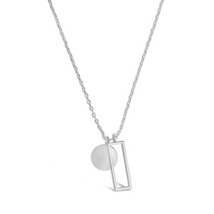 SHINE by Sterling Forever Open Rectangle & Circle Pendant Necklace - silver - 1 of 3
