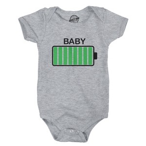 Baby Battery Fully Charged Funny Newborn Infant Creeper Bodysuit For Newborn - Crazy Dog Baby Bodysuit - 1 of 4