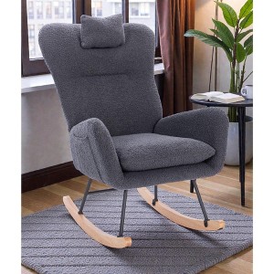 Mshliw Teddy Upholstered Nursery Rocking Chair, Modern Rocker Armchair ...