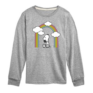 Boys' - Peanuts - Snoopy Looking Up Rainbow Long Sleeve Graphic T-Shirt - 1 of 4