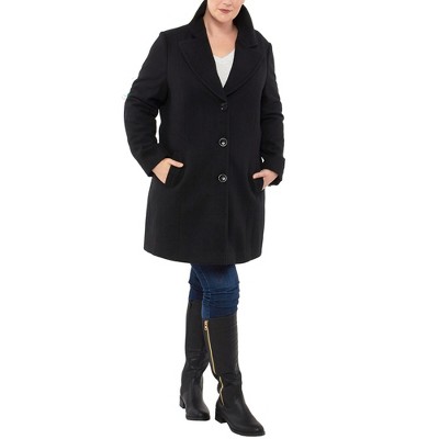 Alpine Swiss Alice Womens Plus Size Wool Overcoat Classic Notch Lapel Walking Coat BLK 1XL — фото 7