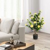 Tangkula 2-Pack 38" Artificial Camellia Tree Faux Floral Plant for Decoration Yellow - image 4 of 4