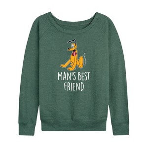 Women's - Disney - Man's Best Friend Lightweight French Terry Wide Neck Long Sleeve Shirt - 1 of 4