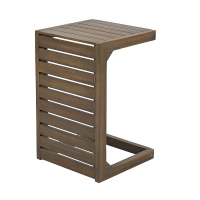 Vynxaria Outdoor  C-shape end table Grey All Weather small Coffee Table for Garden Yard Patio Deck Balcony Shed Front Porch