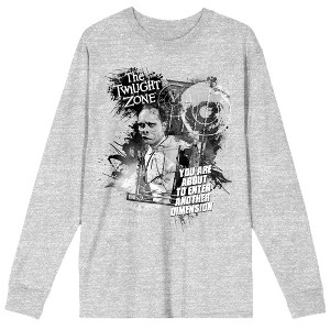 Twilight Zone You Are About To Enter Another Dimension Adult Heather Grey Crew Neck Athletic Long Sleeve Shirt - 1 of 2
