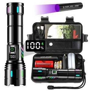 Shadowhawk Rechargeable LED Flashlight ¨C 2000 Lumens, LCD Display, USB-C, Long Beam, 5 Modes, Waterproof Torch for Camping, Emergency, Power Outages - 1 of 4