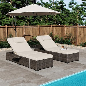 Whizmax Rattan Chaise Lounge Pool Chairs, Outdoor Sun Tanning Chairs with Adjustable Backrest for Beach, Yard, Patio - 1 of 4