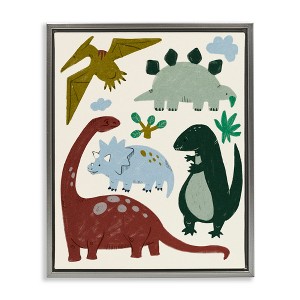 Stupell Industries Colorful Dinosaur Friends Floating Frame Canvas Art - 1 of 4