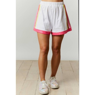 Women's French Terry Short With Sequin Stripe - FANTASTIC FAWN