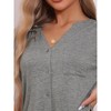 cheibear Women's V-Neck Front Button Down Short Sleeve Nightgowns - 4 of 4