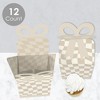 Big Dot of Happiness Tan Checkered Party - Square Favor Gift Boxes - Bow Boxes - Set of 12 - 3 of 4