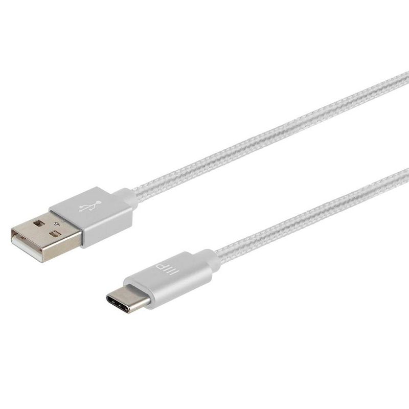 Monoprice Nylon Braided USB C to USB A 2.0 Cable - 6 Feet - White | Type C, Fast Charging, Compatible With Samsung Galaxy S10/ Note 8, LG V20 and More, 2 of 3