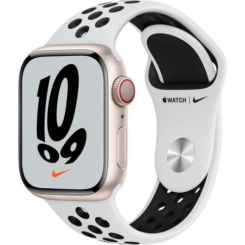 Apple Watch Nike Series 7 GPS+Cellular, 41mm Starlight Aluminum Case with  Black Nike Sport Band (2021, 7th Generation) - Target Certified Refurbished