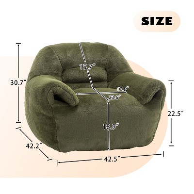 CAVINAS Faux Fur Bean Bag Chair with Back Support,Bean Bag Chairs for Adults and Kids,Bean Bag Couch with/without Footstool,Floor Sofa for Living Room